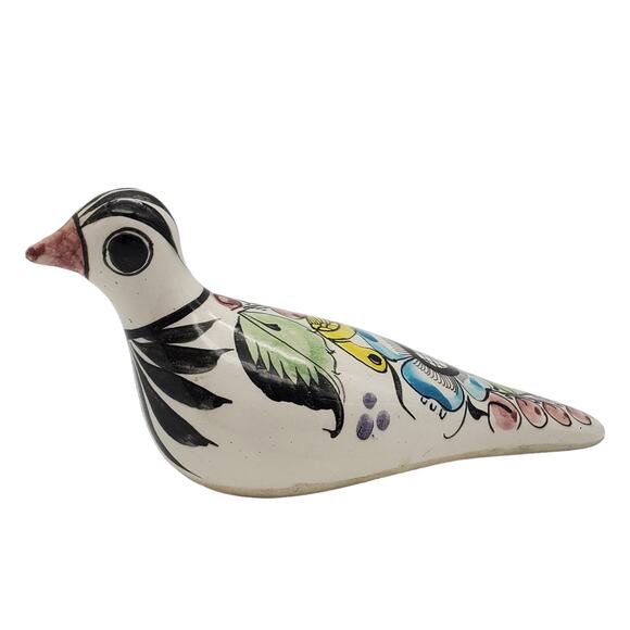 Tonala Ceramic Bird Figure Hand Painted Mexican Pottery Signed Folk Art Figurine - Picture 2 of 10